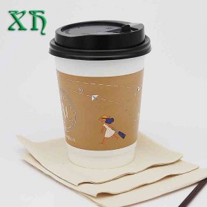 Tasses à café en papier à double paroi personnalisées 12 oz tasse en papier à emporter