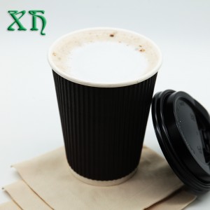 Tasse de papier de mur d\'ondulation biodégradable de 12 oz pour tasses à café en gros de café chaud