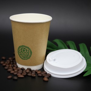 Tasse à café en papier kraft pur à double paroi
